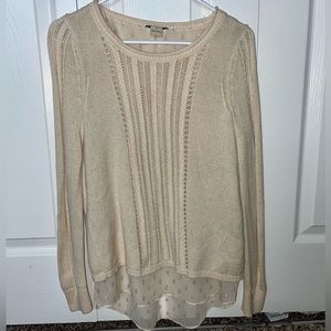 thin sweater with transparent material at the bottom, super comfy